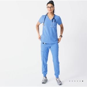 Figs Ceil Blue Scrub Set Small Joggers